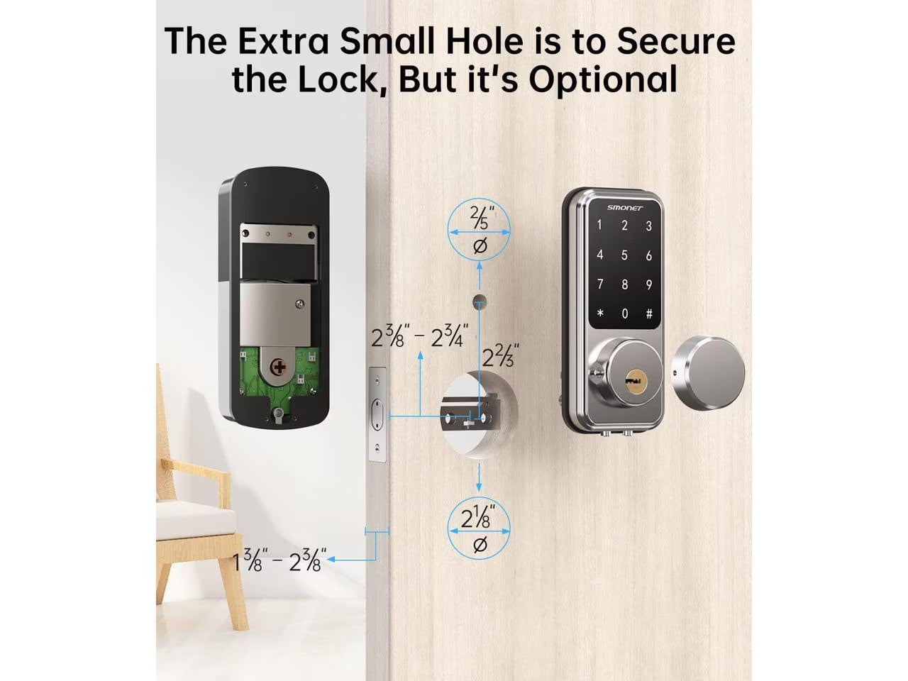 Smart Lock Front Door,  Keyless Entry Door Lock with Handle, Smart Front Door Lock Set Smart Deadbolt Bluetooth Electronic Digital Keypad Lock, Auto Lock Work with Alexa Silver