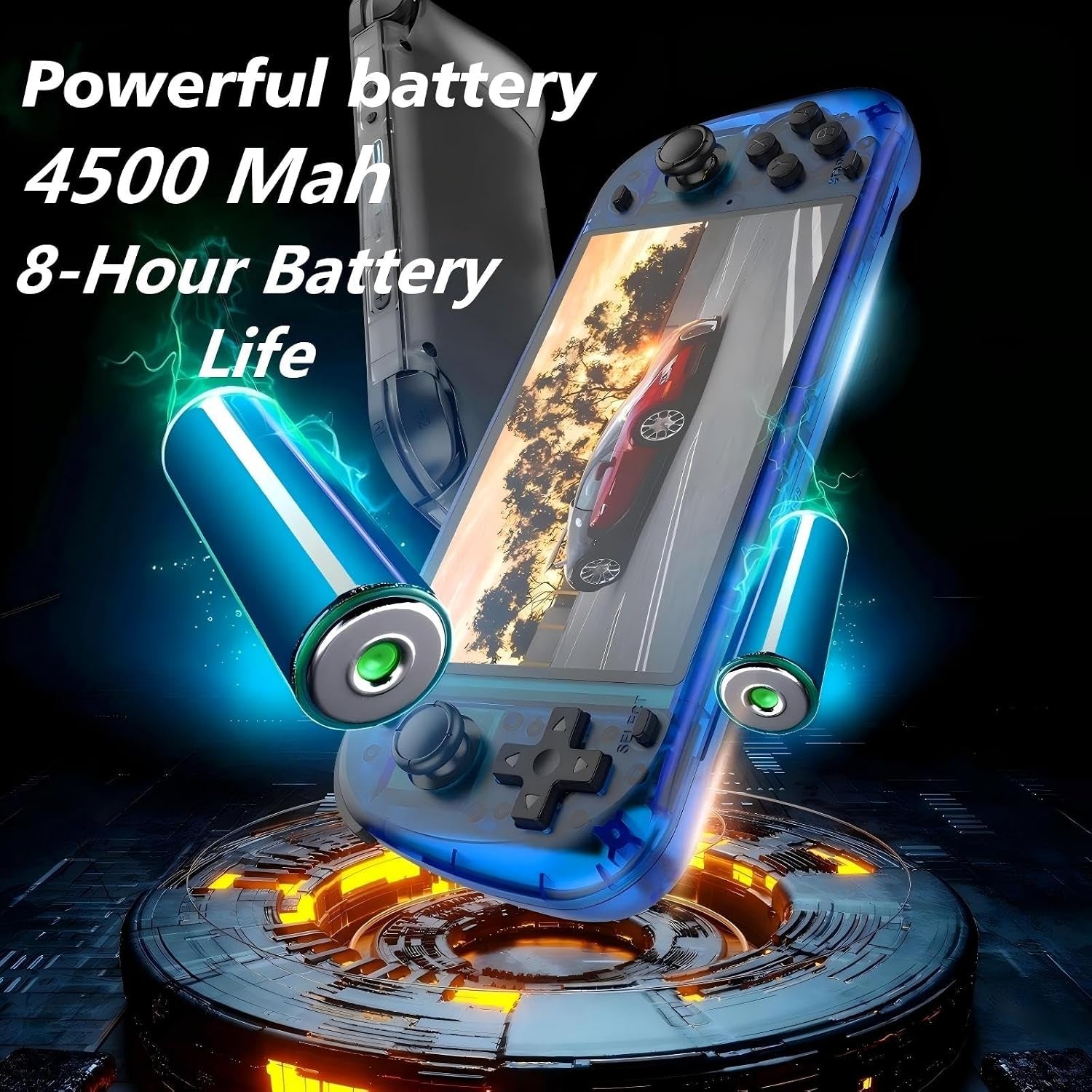 R50S Handheld Game Console, Portable Retro Gaming Console ,5.1" IPS Screen , Linux System , Preloaded 15,000+ Games, 20+ Emulator,4200Mah Battery，Transparent Purple 64GB