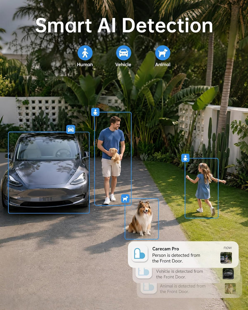 Solar Security Camera, Outdoor Security Camera Wireless, 2K Color Night Vision, 360° PTZ Security Camera Outdoor, PIR Human Detection, Two-Way Voice Calling