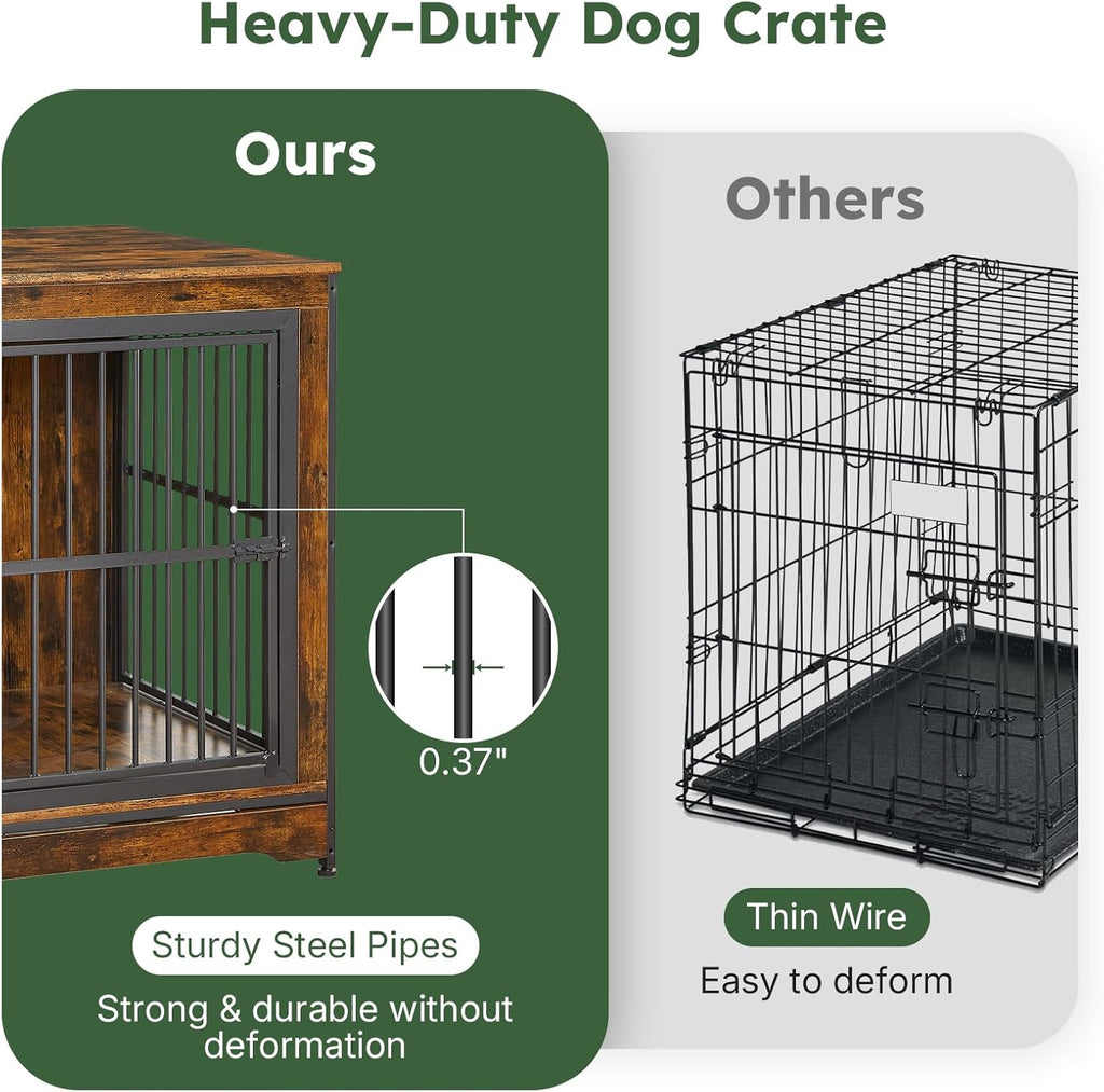 Extra Large Dog Crate 42 Inch, Large Dog Furniture Kennel Indoor with 3 Doors, Wooden Dog Cage End Table, XXL Heavy Duty Dog Crates for Large Medium Dogs | Heavy Duty Dog Crate Furniture for Medium Large Dogs with 3 Doors, Furniture Style Dog Kennel End Table