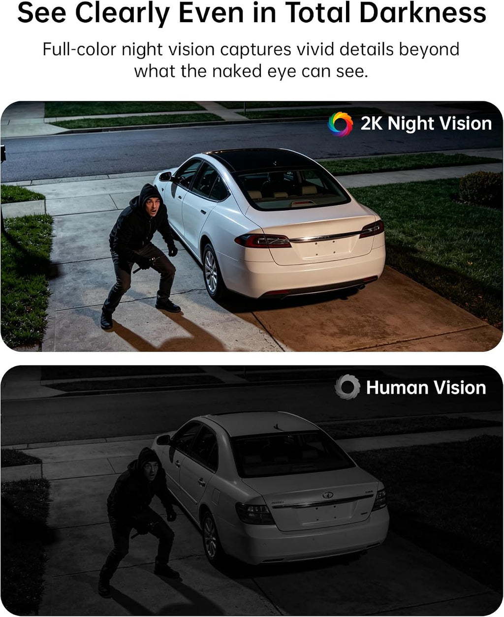 Solar Security Camera, Outdoor Security Camera Wireless, 2K Color Night Vision, 360° PTZ Security Camera Outdoor, PIR Human Detection, Two-Way Voice Calling