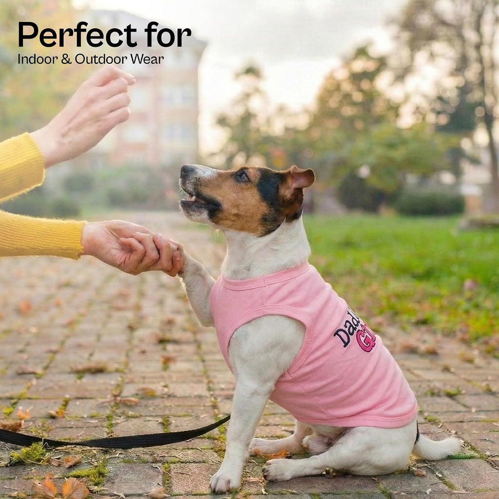 Dog Shirt – 100% Cotton Shirts for Large Dogs – Pink Sleeveless Puppy Clothes – Lightweight and Breathable Dog Apparel – Girl Dogs Clothes - Stretchy Daddy’S Girl Pet Shirt