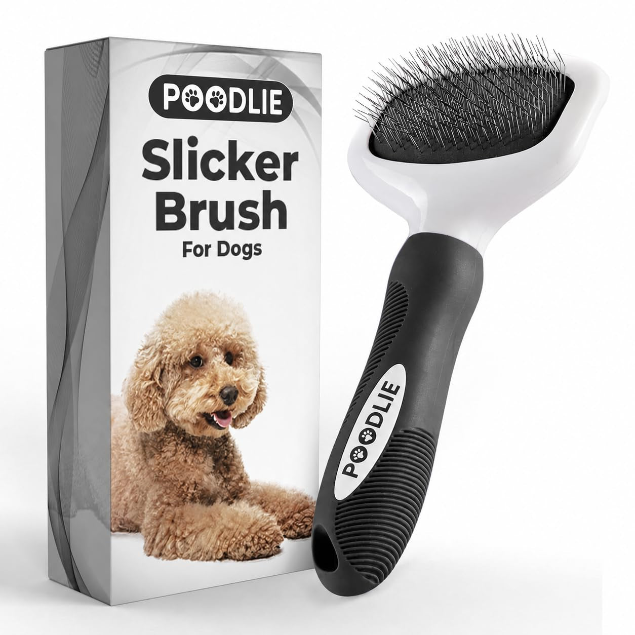 Poodle Pet Slicker Brush - for Dogs, Cats, and Rabbits - Removes Matted Fur, Knots, and Loose Hair - Suitable for Grooming Doodles and Goldendoodles with Short or Long Hair