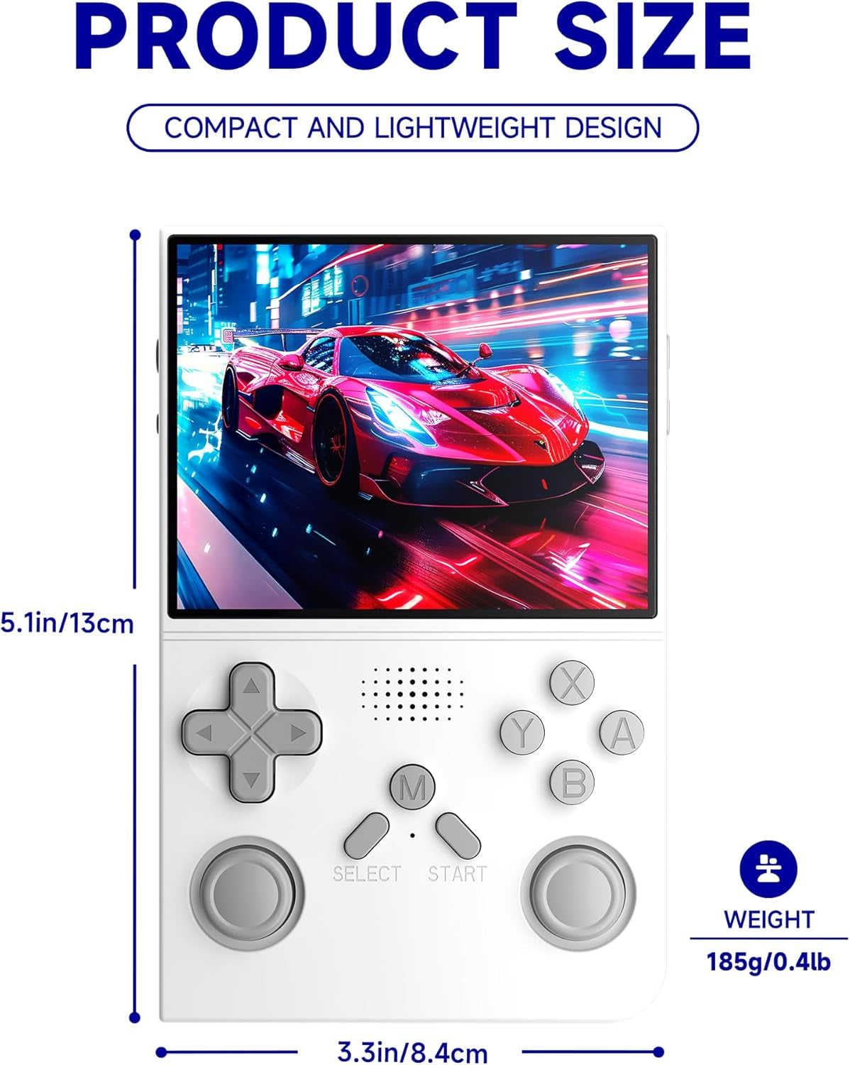 R40 Retro Handheld Game Console - Open Source System,3.5" IPS Screen, 18,000+ Classic Games, 128G TF Card, 3000Mah Battery, Portable Gaming Player for Travel, Retro Gaming Console, White