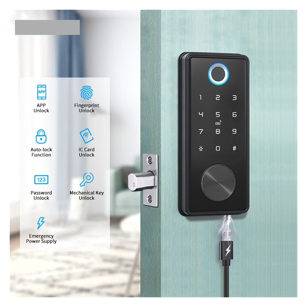 Door Lock, Tuya App Fingerprint Keyless without Handle Lock Cerradura Inteligente Biometric Deadbolt Electronic Smart Door Lock ,Easy to Install