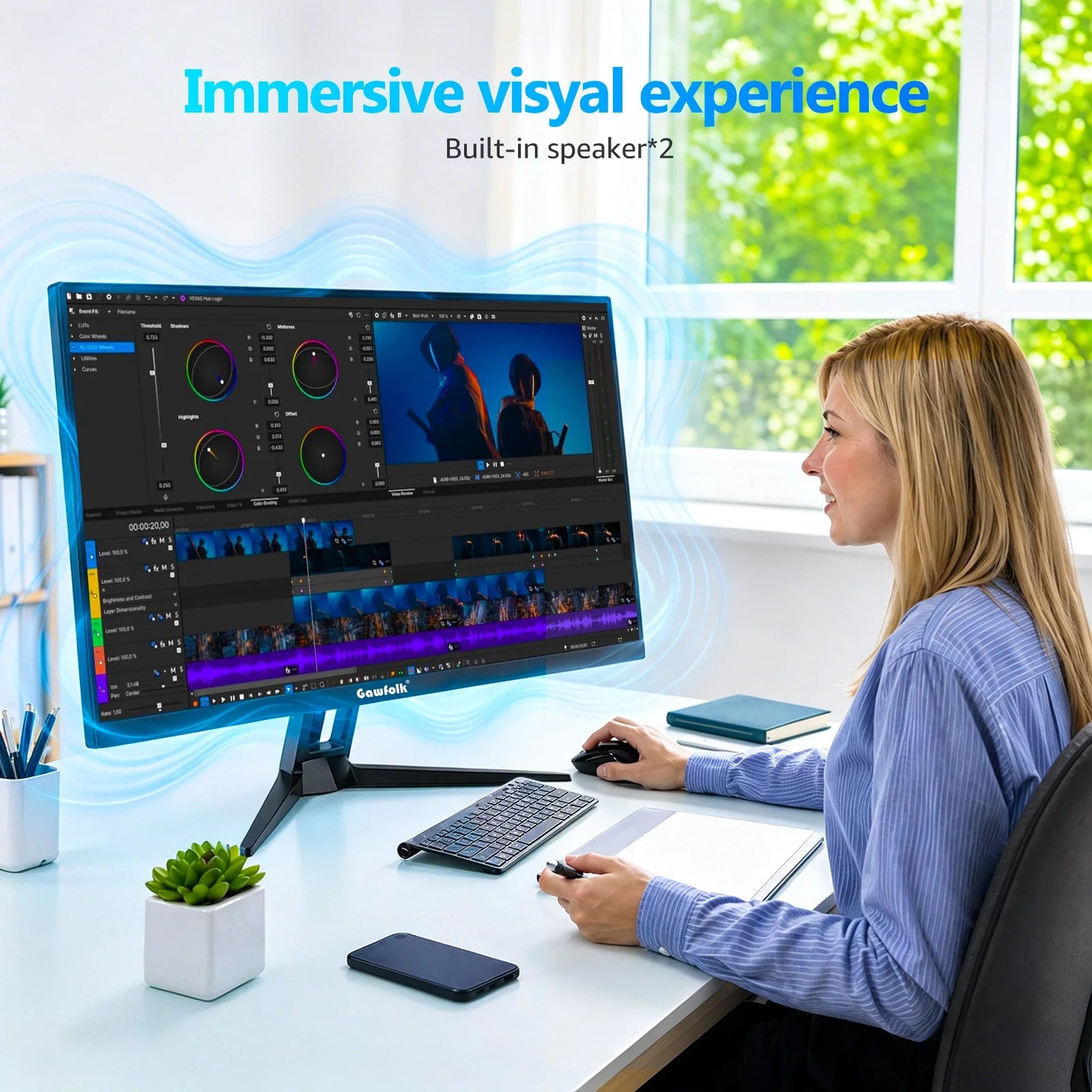 32 Inch 4K UHD 1500R Curved Computer Monitor, 60Hz 100% Srgb Eye Care Screen for Home Office