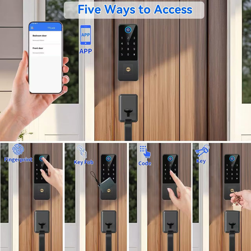 Smart Fingerprint Door Lock with Keypad – Keyless Entry Deadbolt for Front Door, Smart Door Locks for Front Door, App Control, Auto Lock,Easy Installation, Matte Black