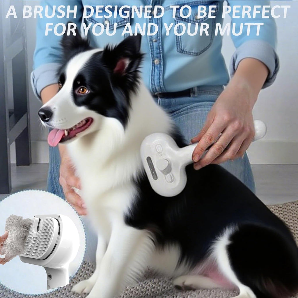 3-In-1 Self-Cleaning Steamy Pet Brush for Dogs & Cats, Fresh Fur Shower Brush That Removes Loose Hair, Reduces Shedding, Grooming Tool for Long & Short Hair, Wet or Dry Use (Pink)