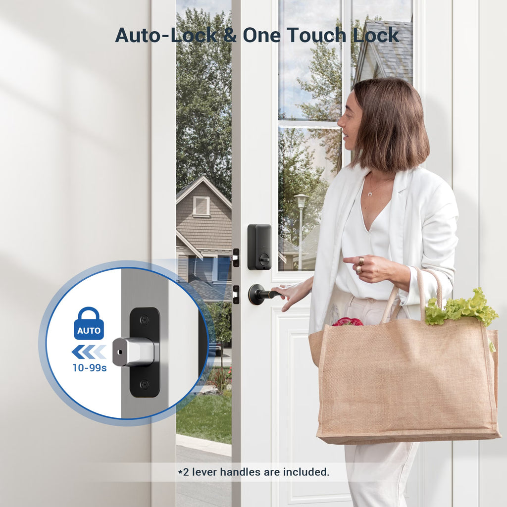 Keyless Entry Door Lock with Handle, Electronic Keypad Deadbolt, Smart Door Lock, Oil Rubbed Bronze