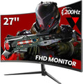 27 Inch Curved Gaming Monitor 200Hz|180Hz|144Hz 1Ms FHD 1080P Computer Screen Freesync|130% Srgb|Hdr|Low Blue Light|Hdmi DP Ports|Vesa Mount|Metal Stand