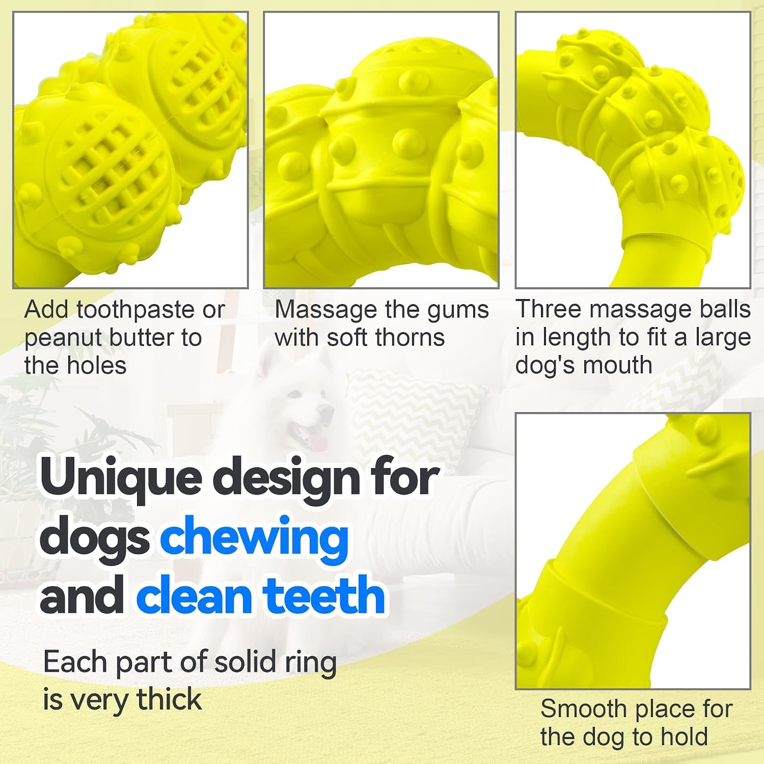 Indestructible Dog Chew Ring Toys for Aggressive Chewers, Super Chewer Dogs Toy for Medium Large Dogs, Puppy Teething Rings for Relax, Interactive Dog Toy, Heavy Duty Teething Toys