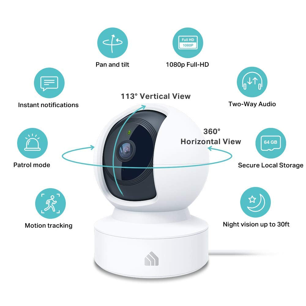 4MP 2K Security Camera Outdoor Wired & Pan/Tilt Smart Security Camera, 1080P HD Dog Camera 2.4Ghz with Night Vision, Motion Detection