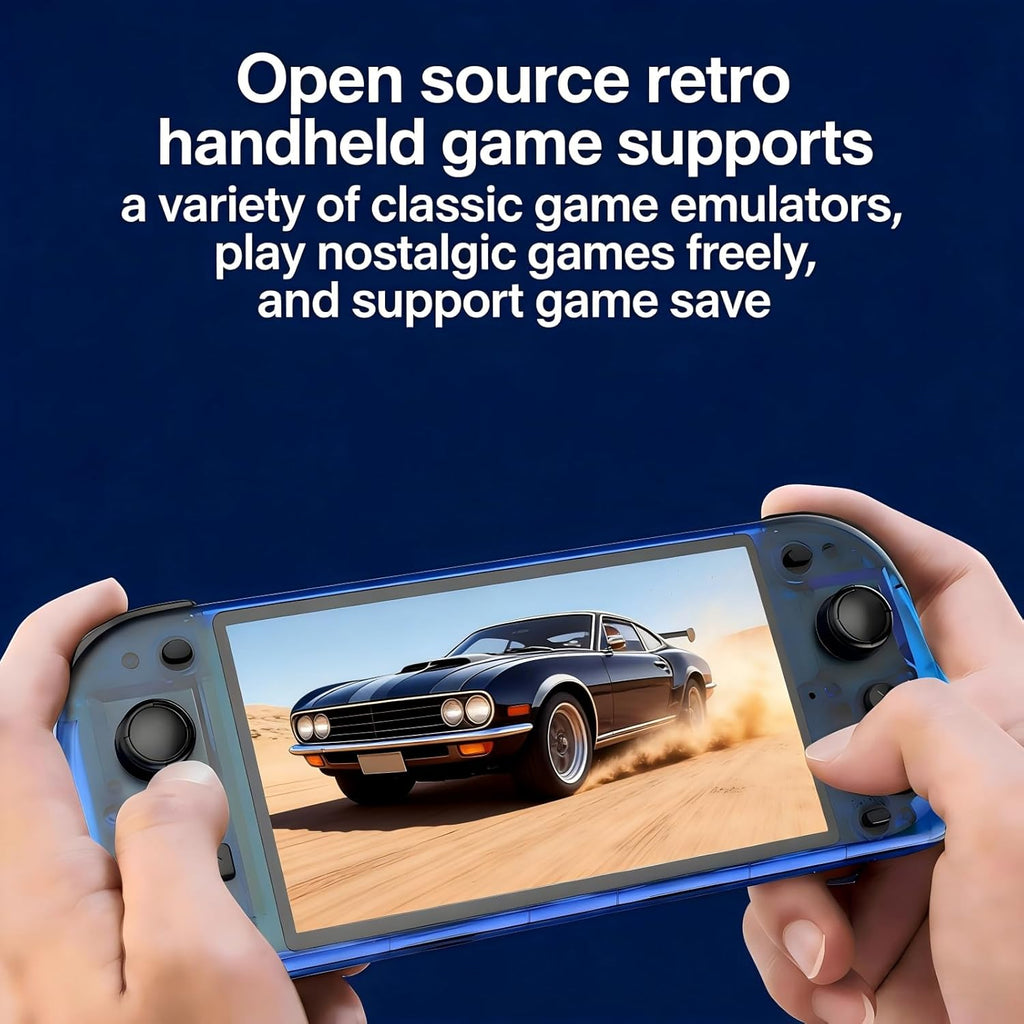 R50S Handheld Game Console, Portable Retro Gaming Console ,5.1" IPS Screen , Linux System , Preloaded 15,000+ Games, 20+ Emulator,4200Mah Battery，Transparent Purple 64GB