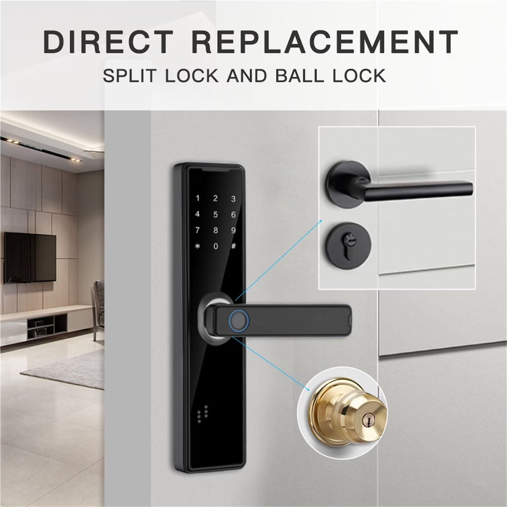 Smart Door Lock Biometric Fingerprint Remote Unlocking Keyless Card Password Lock Electronic Door Lock
