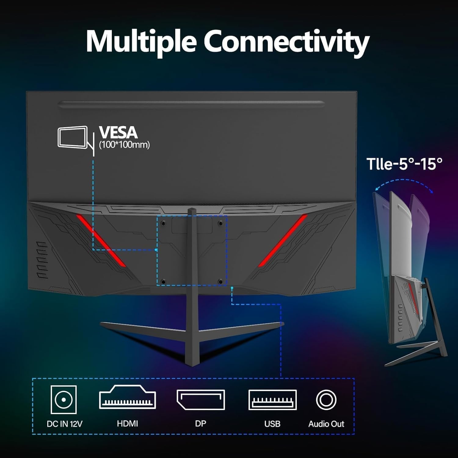 27 Inch Curved Gaming Monitor 200Hz|180Hz|144Hz 1Ms FHD 1080P Computer Screen Freesync|130% Srgb|Hdr|Low Blue Light|Hdmi DP Ports|Vesa Mount|Metal Stand