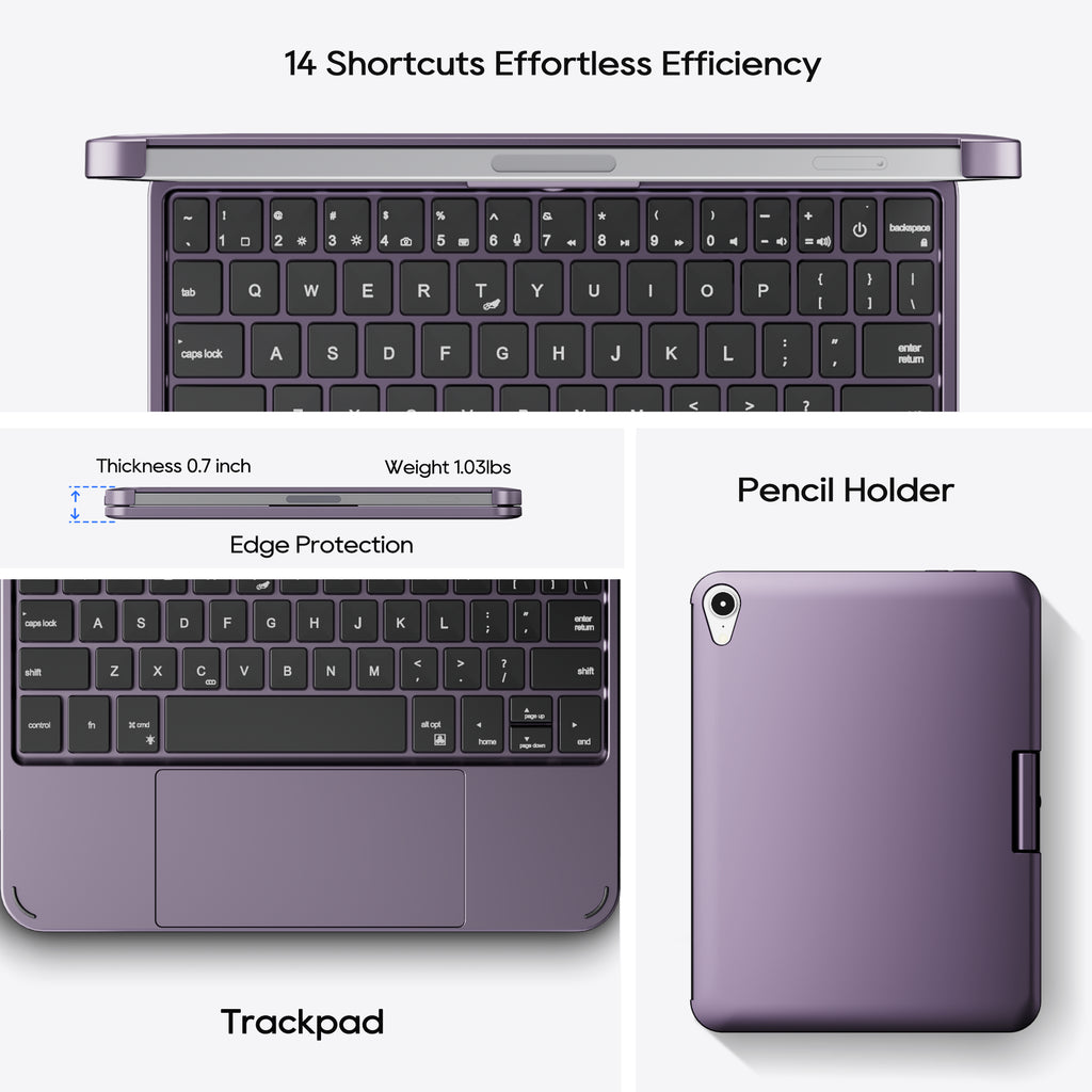 Wireless Keyboard Case with Trackpad + Stylus Pen Compatible with Apple Ipad Mini 7Th (A17 Pro) & Ipad Mini 6Th Generation, Purple
