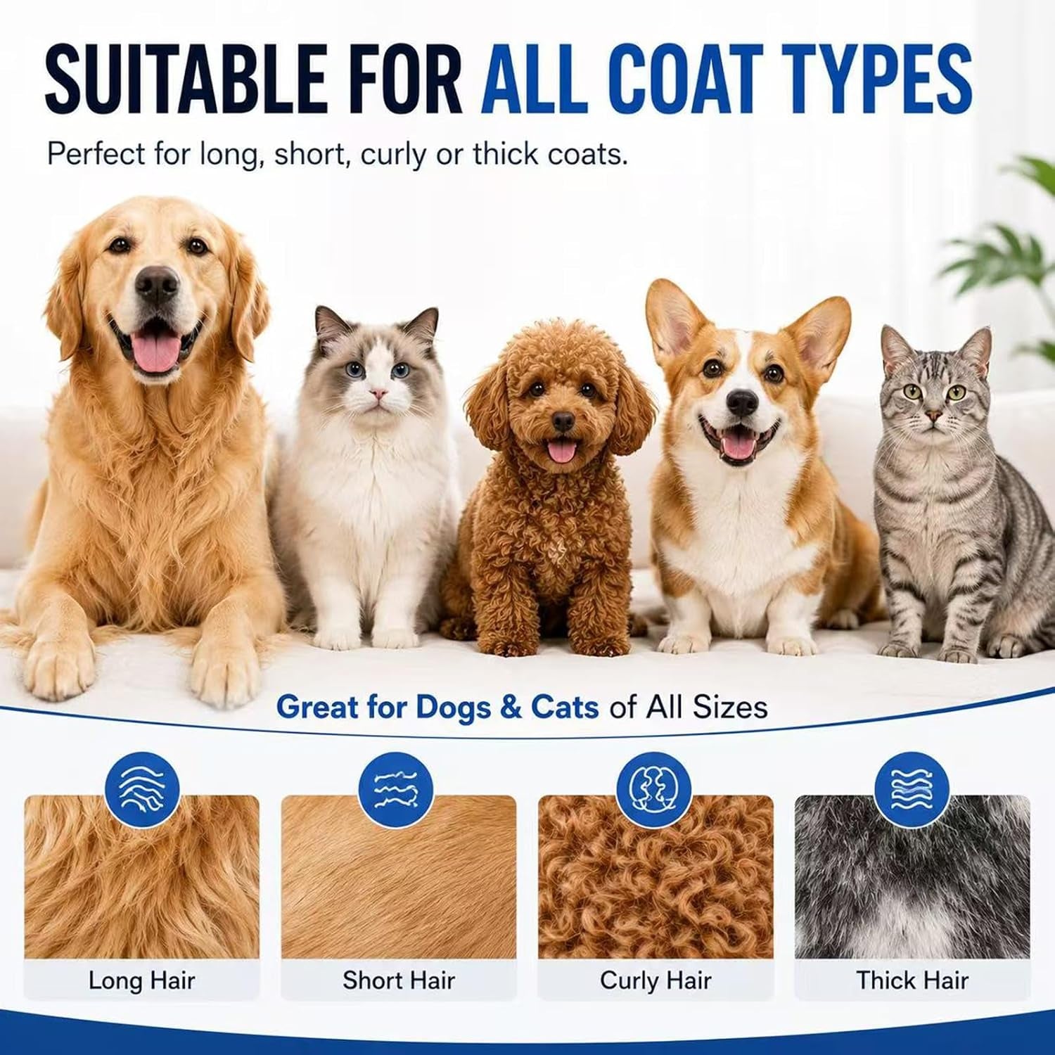 Deshedding Dog Brush，3-In-1 Undercoat Rake for Dogs (Blue) | Pet Pro Grooming Tool – Ultimate Dematting Comb & Deshedding Brush for Cats and Dogs, Perfect for Shedding & Detangling