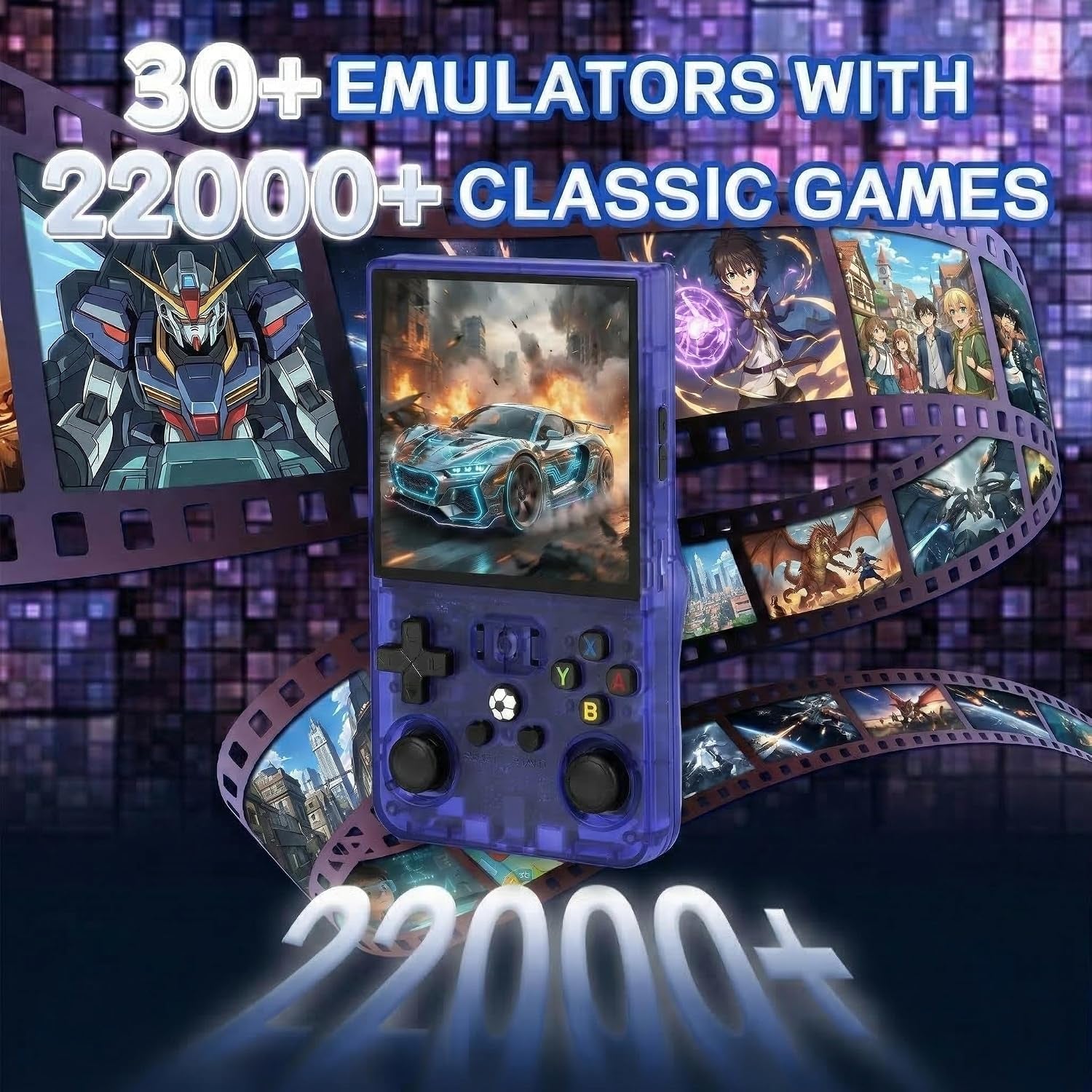R36MAX Handheld Retro Game Console,4.0" IPS 720X720 HD Screen,128Gb with 30,000+ Classic Games Pre-Loaded,Open Source Linux,4000Mah Battery,Portable Plug & Play Retro Gaming Gift for Adults,Blue